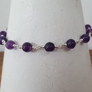 Bracelet argent et boule améthyste